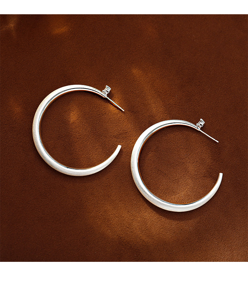Hyacinth large brushed silver pigment ring earrings, a new bestseller in 2025, exude a sense of high-end, light luxury, grand and unique beauty pic 8