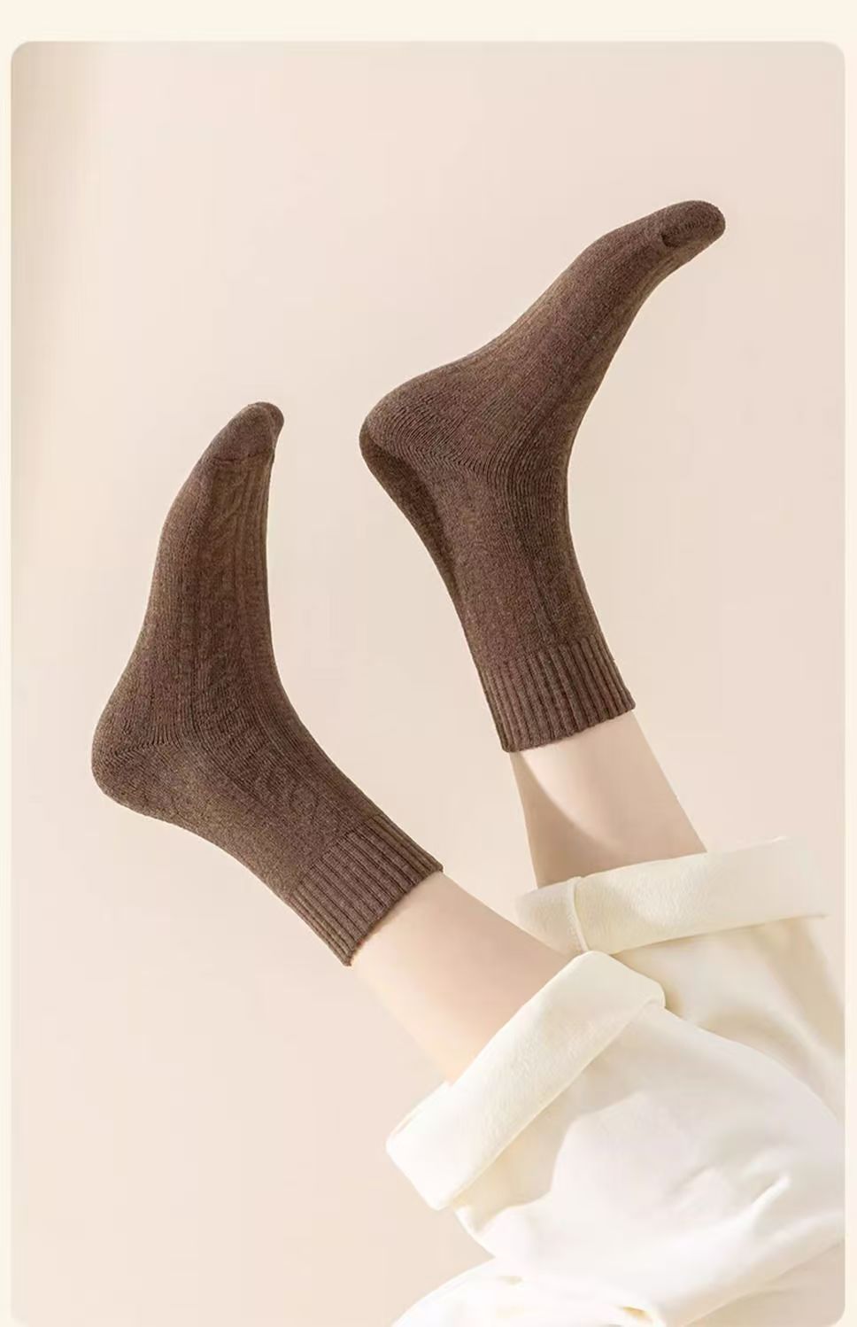 厚袜子女款秋冬麻花纹理中筒袜加厚袜冬季保暖毛圈保暖时尚纯色袜详情30