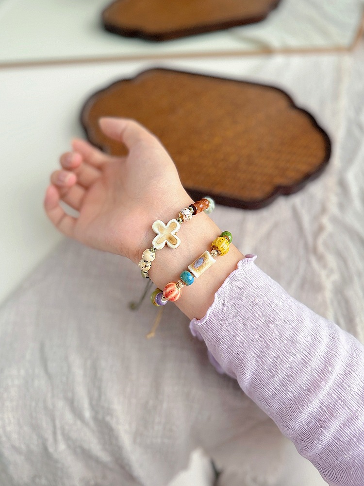 景德镇陶瓷手链民族风女古风编织手绳礼物学生森系文艺新中式饰品详情4