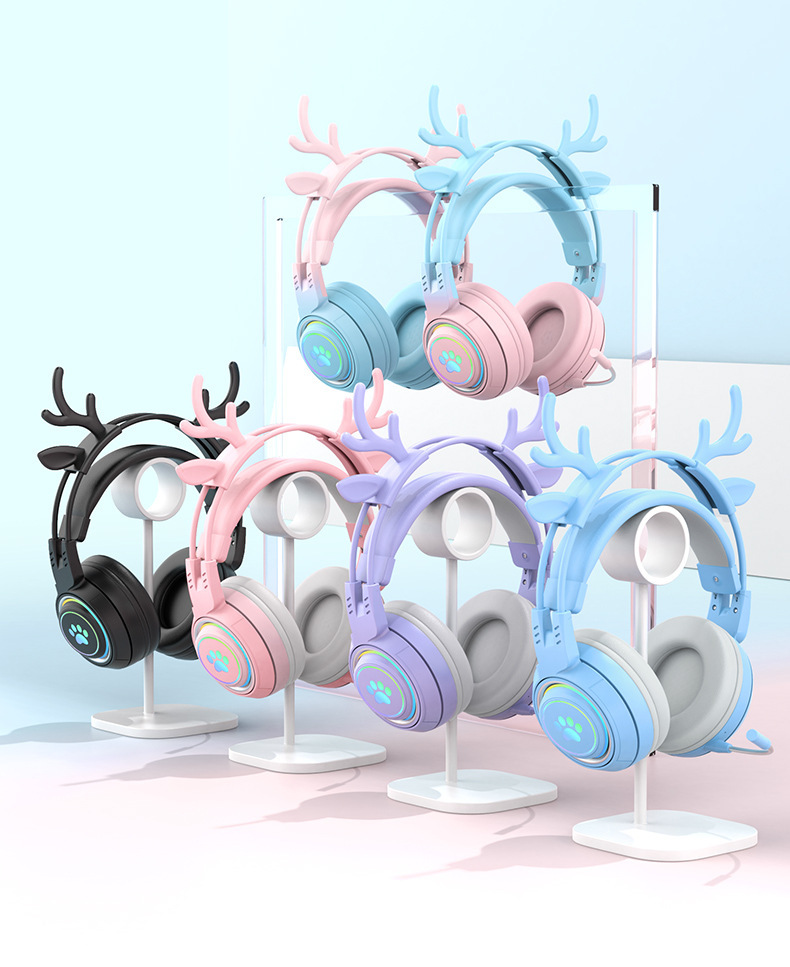 Live streaming game Bluetooth headphones, girl e-sports mobile headsets, head-mounted wireless headphones with microphone, popular in Huaqiangbei pic 15
