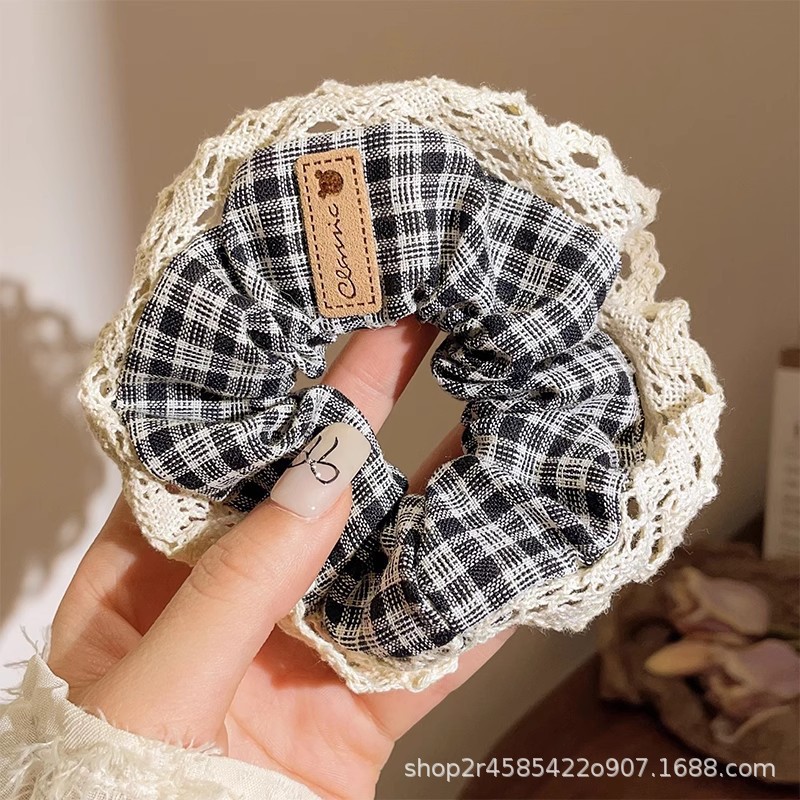 韩系少女心马卡龙色蕾丝花边重工大肠发圈温柔甜美碎花蝴蝶结发饰女头饰饰品详情18