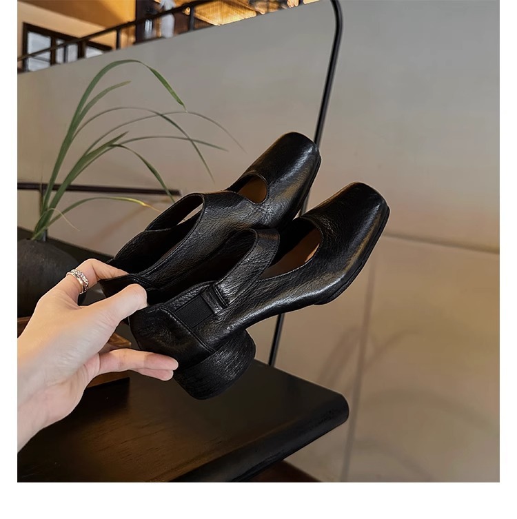 葡萄妈studiolee 高阶质感马皮方头粗跟软面小皮鞋高跟单鞋女秋款详情39