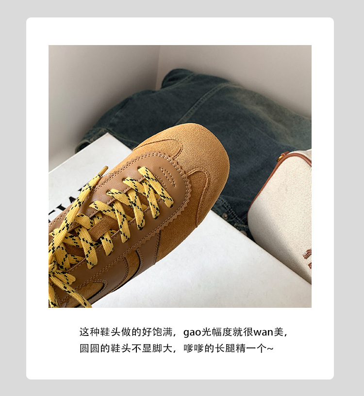 【苏茵茵同款】复古内增高德训鞋2025透气休闲运动女鞋真皮阿甘鞋详情6