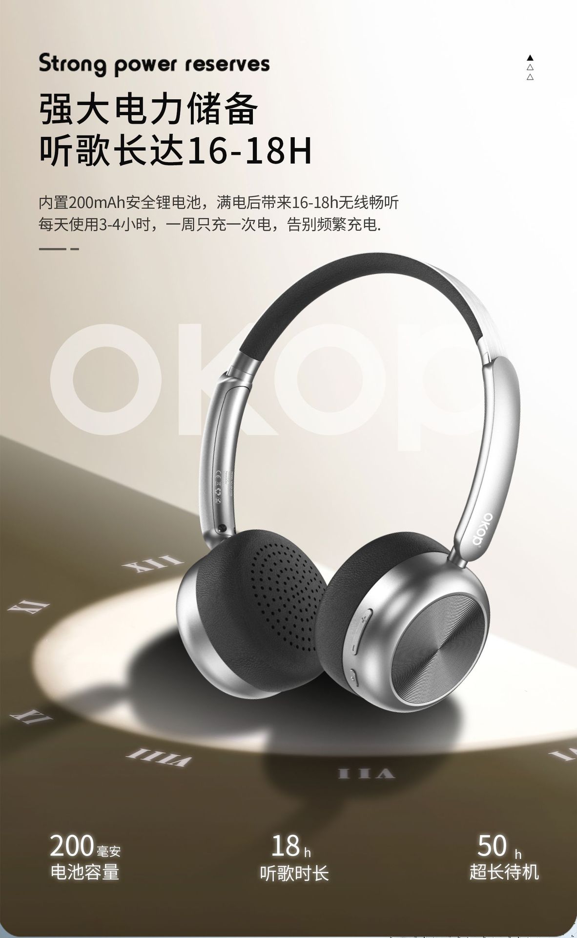 H106蓝牙耳机头戴式跨境新款复古主动降噪高颜值超长续航超高音质详情9