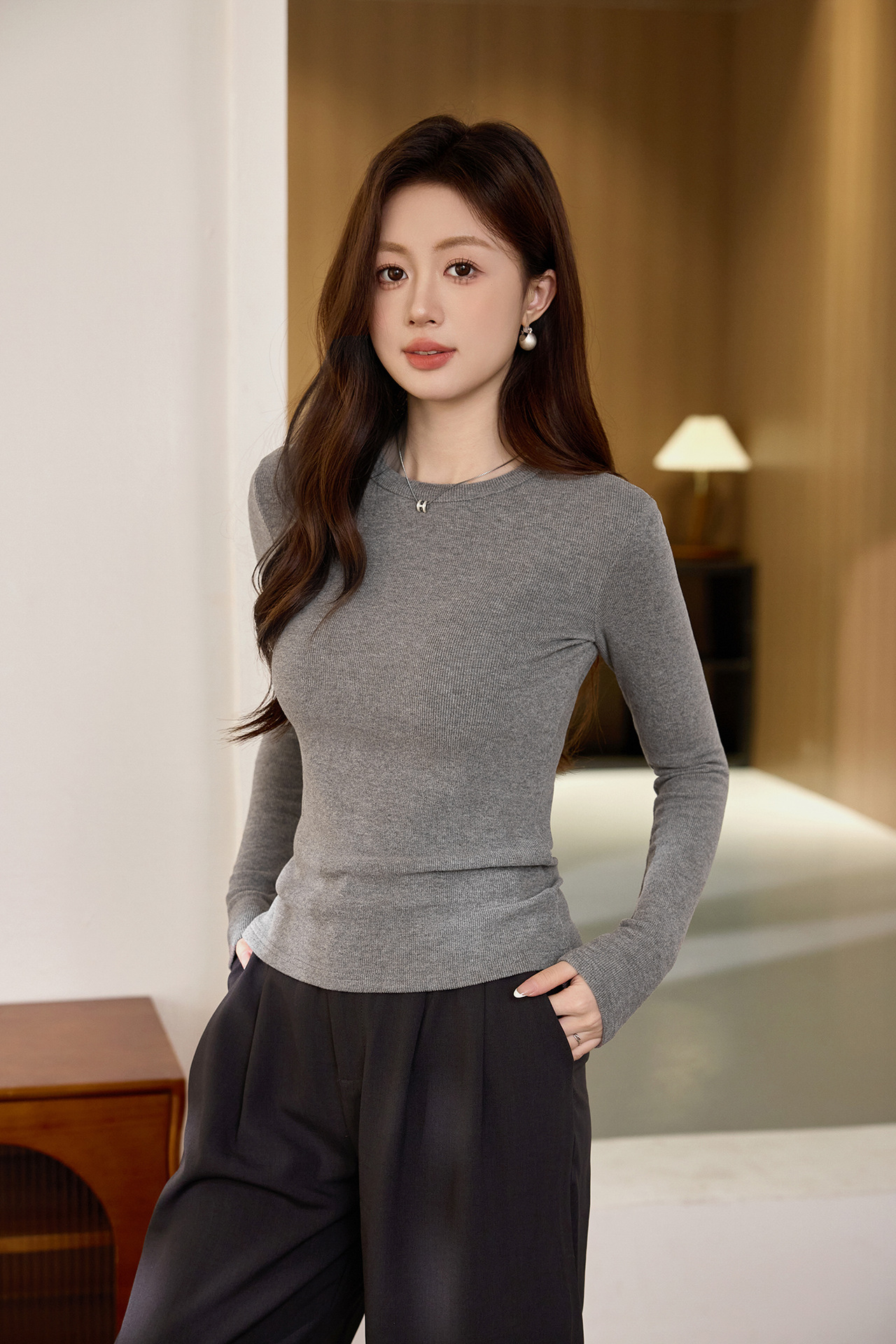 #双面磨毛# 精品慕斯羊绒软糯T恤女长袖2025秋冬新款内搭打底衫详情23