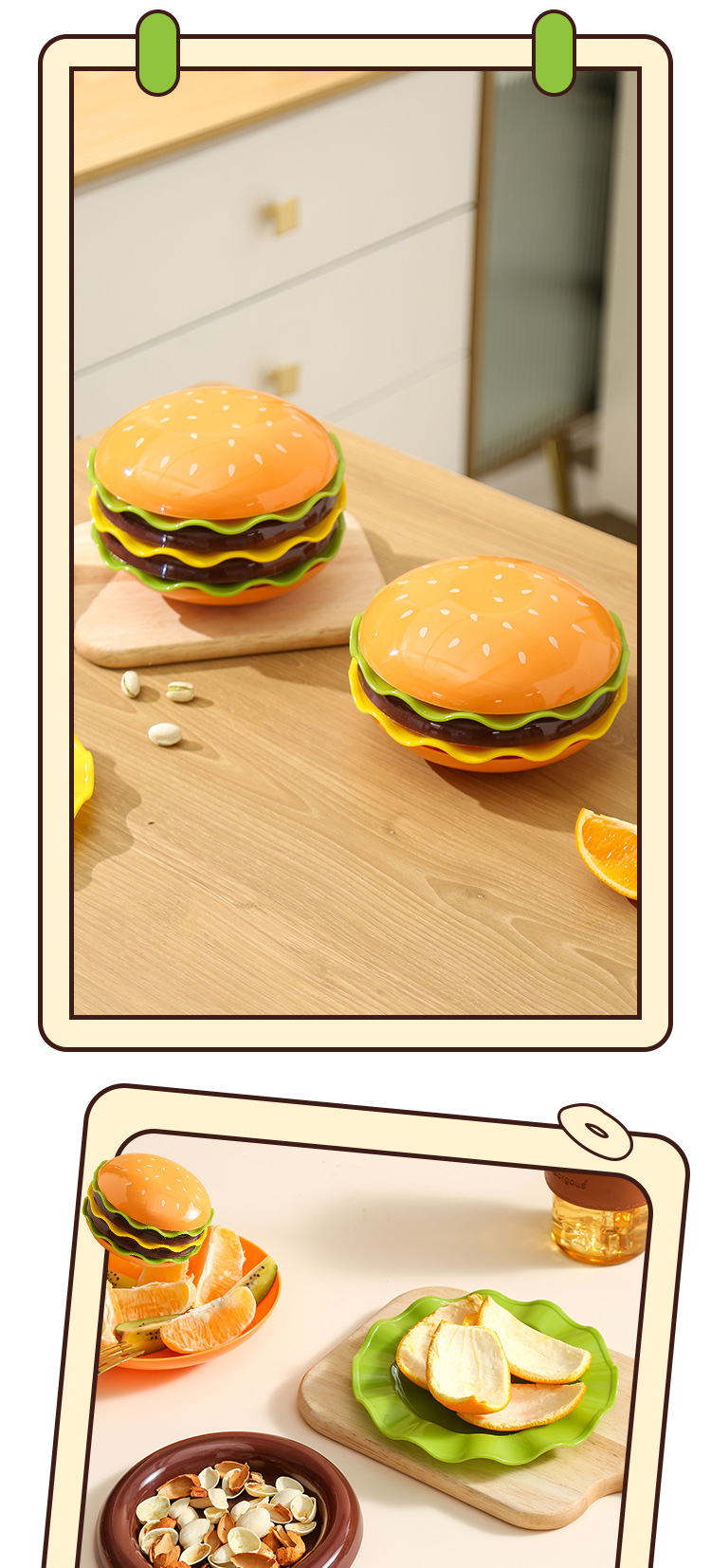 家用餐桌汉堡吐骨碟创意卡通盘子沙拉碗甜品盘汉堡碗碟套组蘸料碟详情10