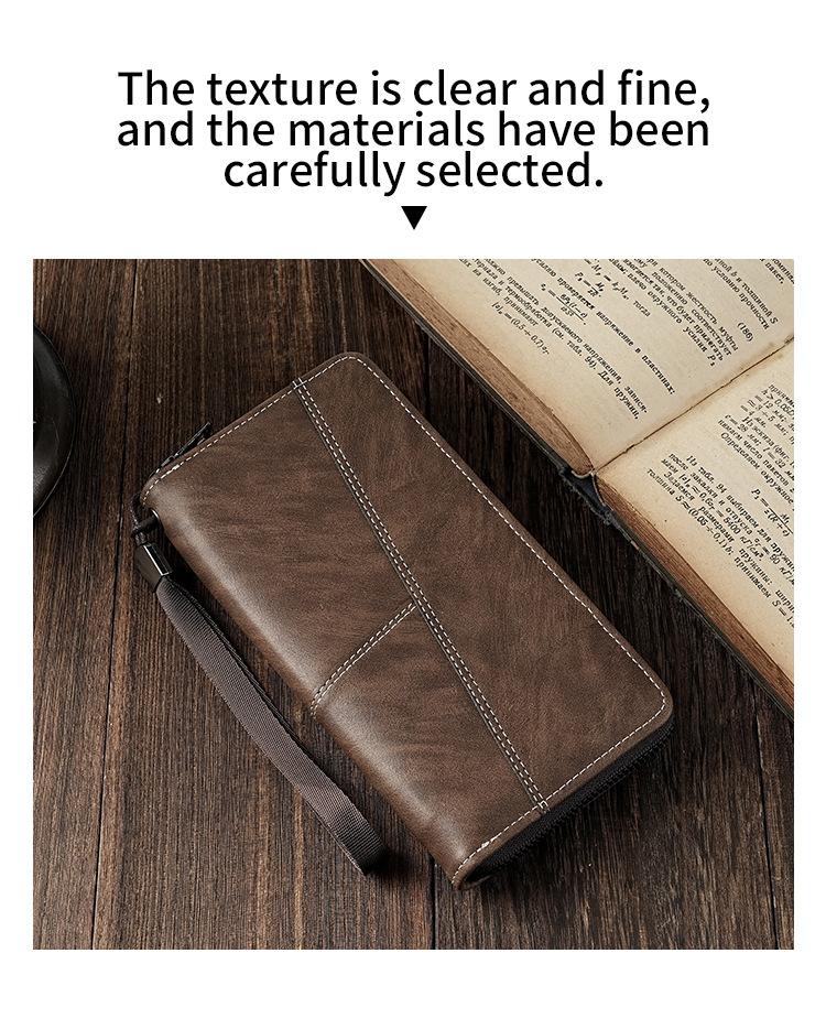 厂家批发男士钱包长款手机包多卡位大容量拉链皮夹便携卡包男钱夹详情5