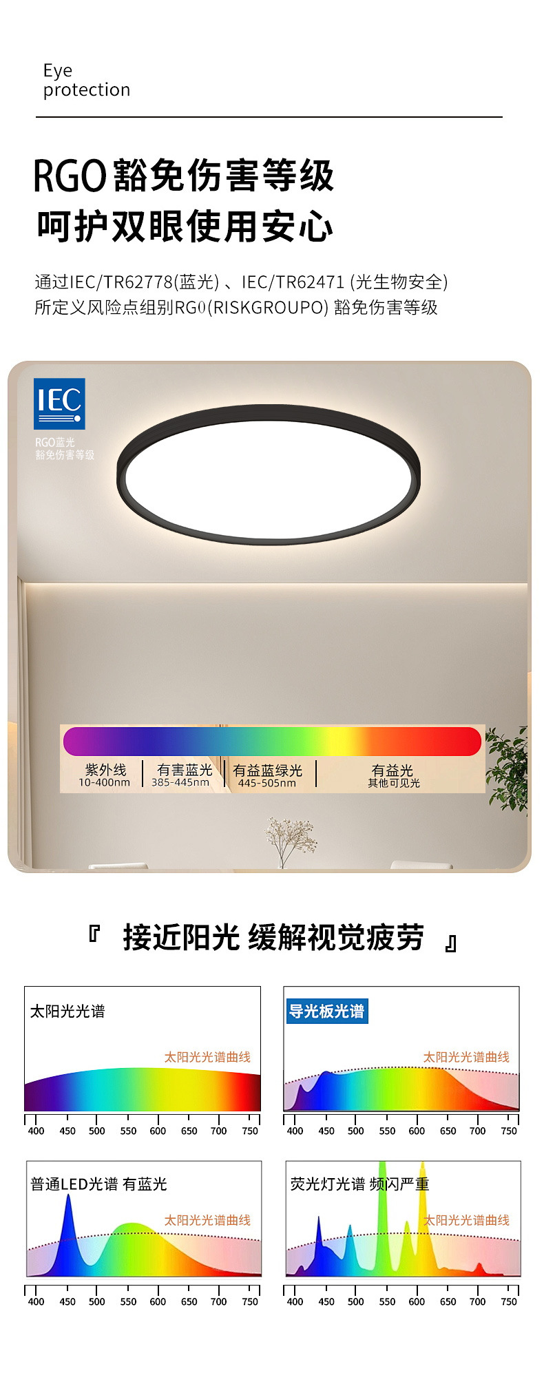 普瑞全光谱98显超薄吸顶灯客厅灯黑客厅大厅主灯 中山家装灯饰详情6