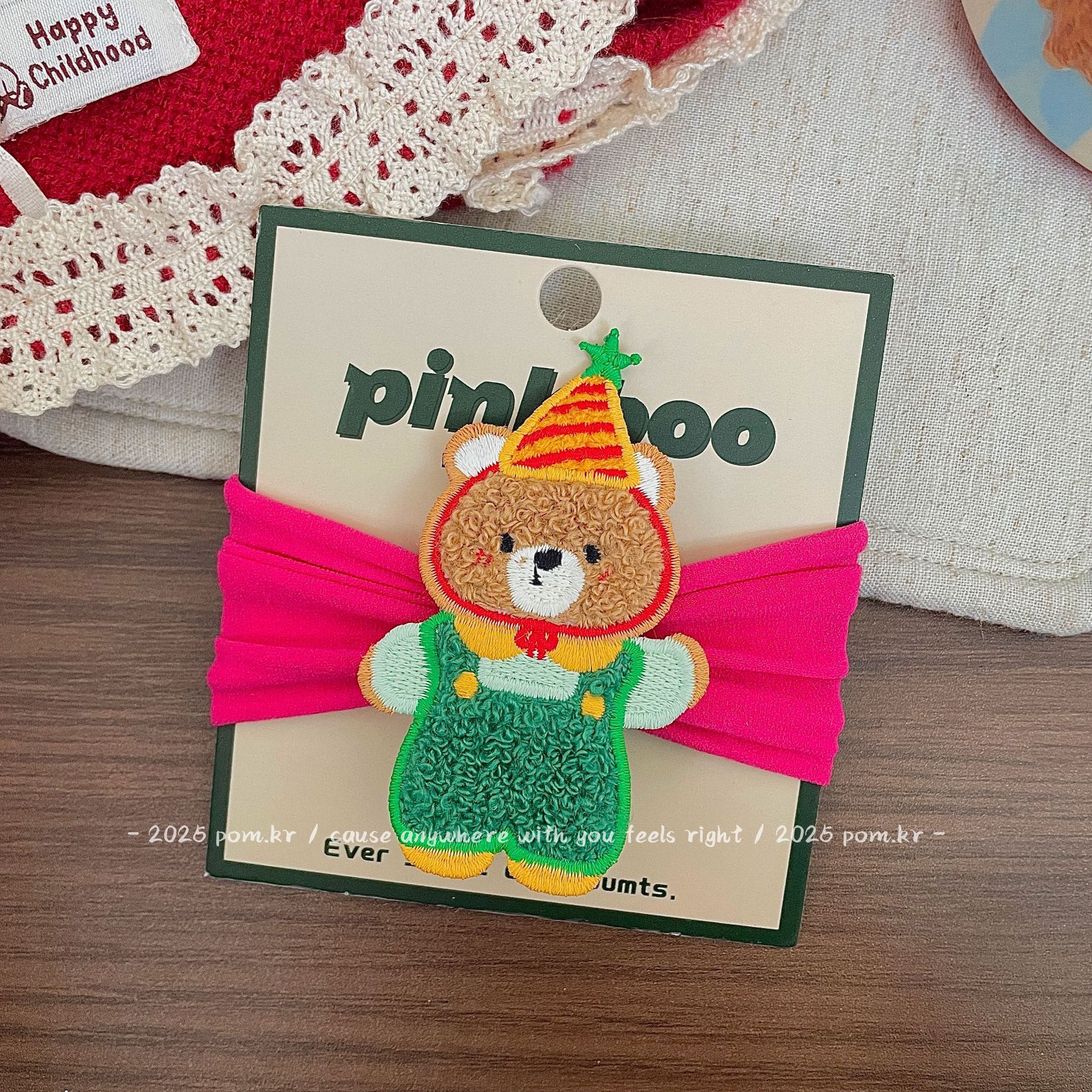 韩系节日氛围小熊发圈 刺绣立体公仔发绳 高马尾不伤发可爱扎头绳pinkboo 小熊派对发圈：小丑装扮缀彩饰 活泼可爱甜妹详情7