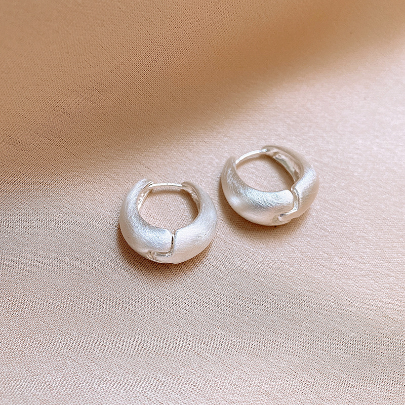 欧美跨境拉丝哑光椭圆耳环时尚潮流百搭耳扣简约高级感耳饰批发女详情8