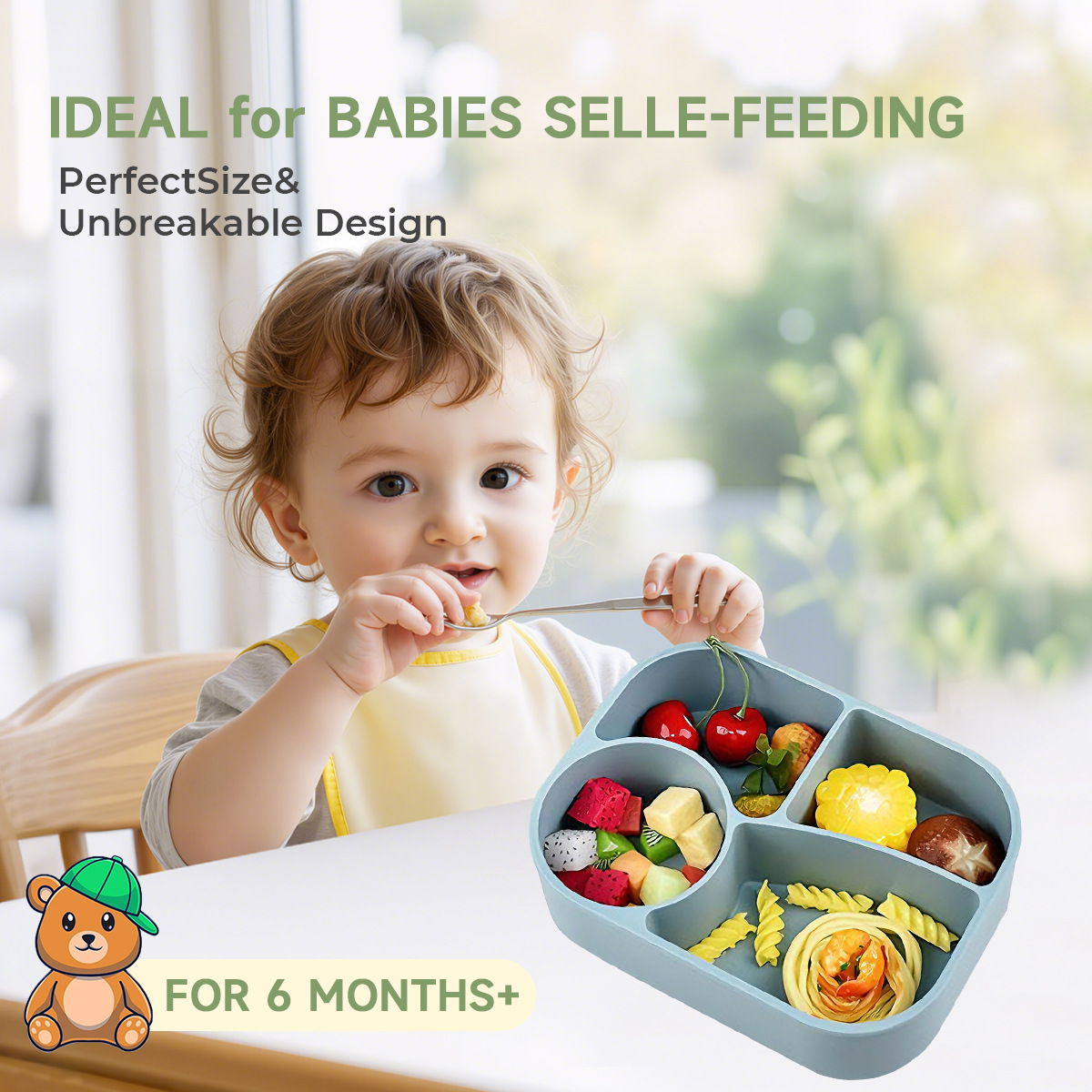 保鲜盒食品级硅胶便当盒分格水果盒上班族微波炉加热铂金密封饭盒详情3