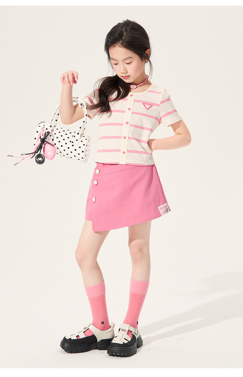 Niñas trajes de verano 2026 medias grandes pantalones cortos conjuntos de dos piezas manga corta camiseta falda wholesale niñas trajes de verano pic 20