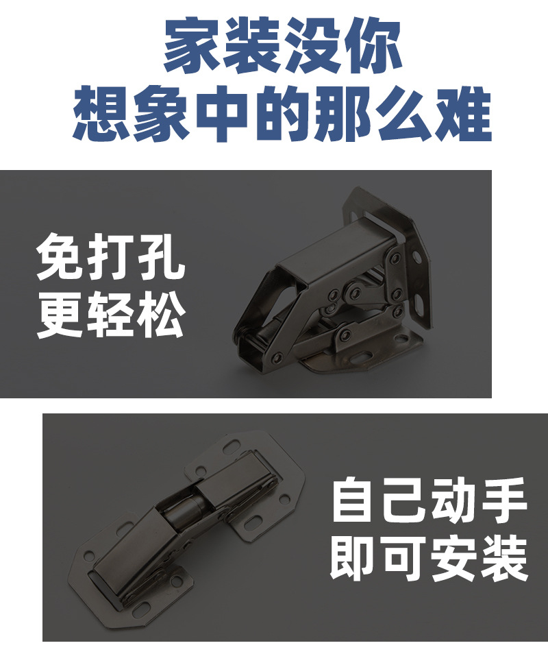 明装铰链175度3寸4寸5寸青蛙免开孔橱柜槽柜门家具缓冲合页小五金详情4