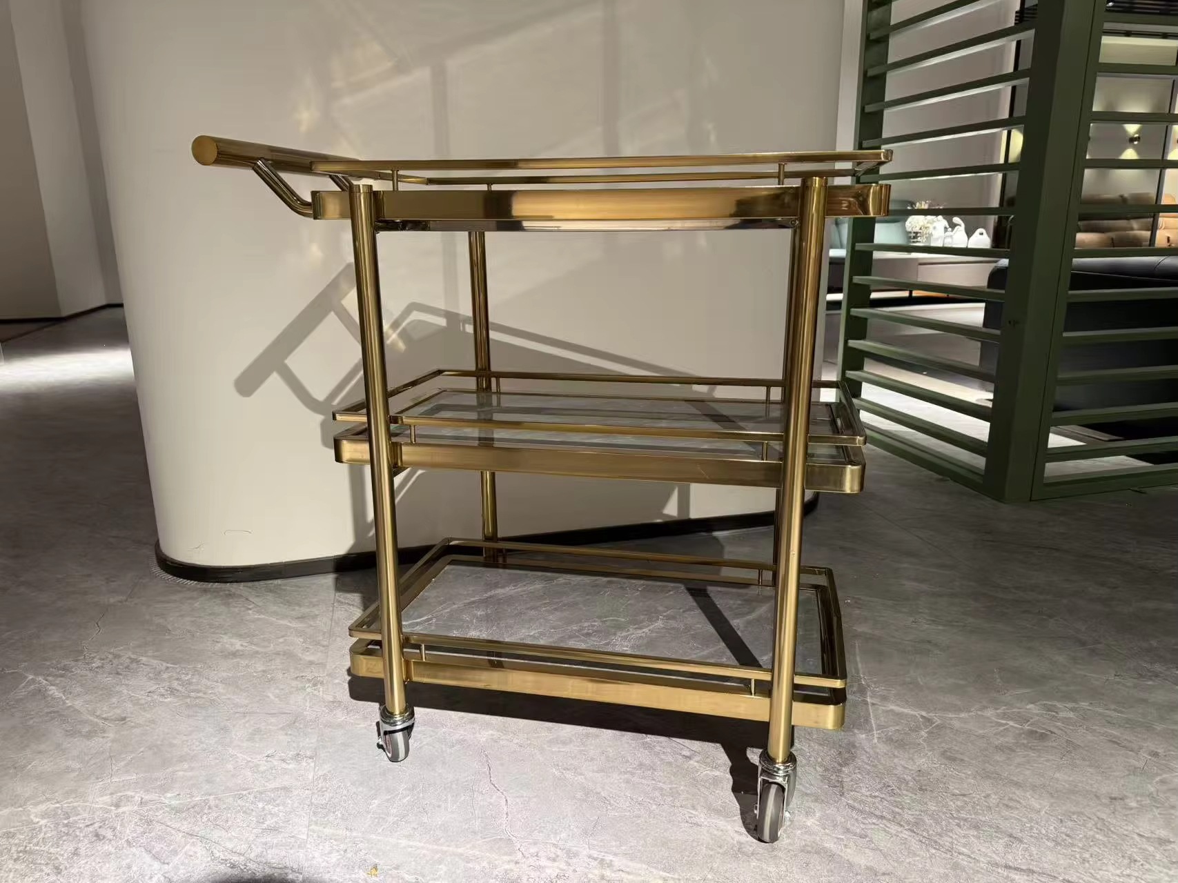 Thickened square tube stainless steel food cart, hotel restaurant food delivery cart, three-layer commercial multi-functional trolley pic 4