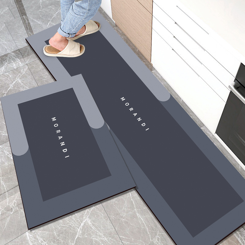 Morandi Simple Diatom mud water-absorbing floor mat, oil-absorbing, dirt-resistant and anti-slip kitchen mat combination set long strip quick-drying foot mat pic 9