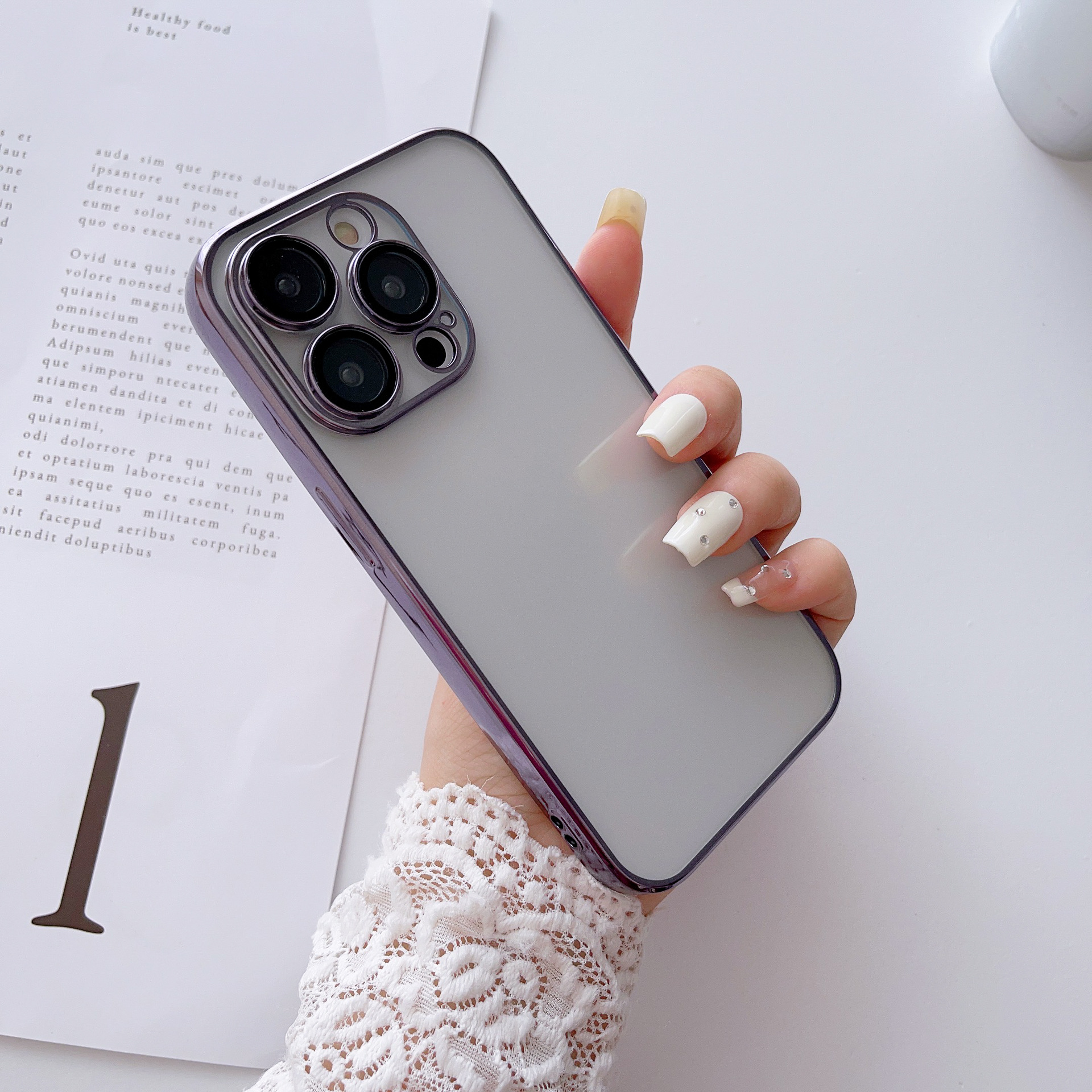 适用苹果15promax手机壳14iphone13plus电镀带镜头膜防尘网保护套详情10
