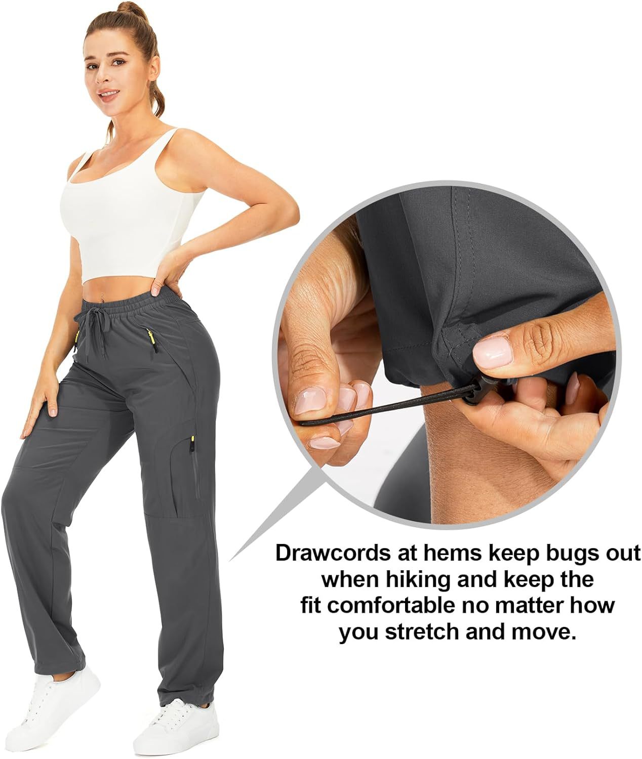 跨境亚马逊新款女士休闲运动舒适长裤拼接束脚松紧工装长裤详情26