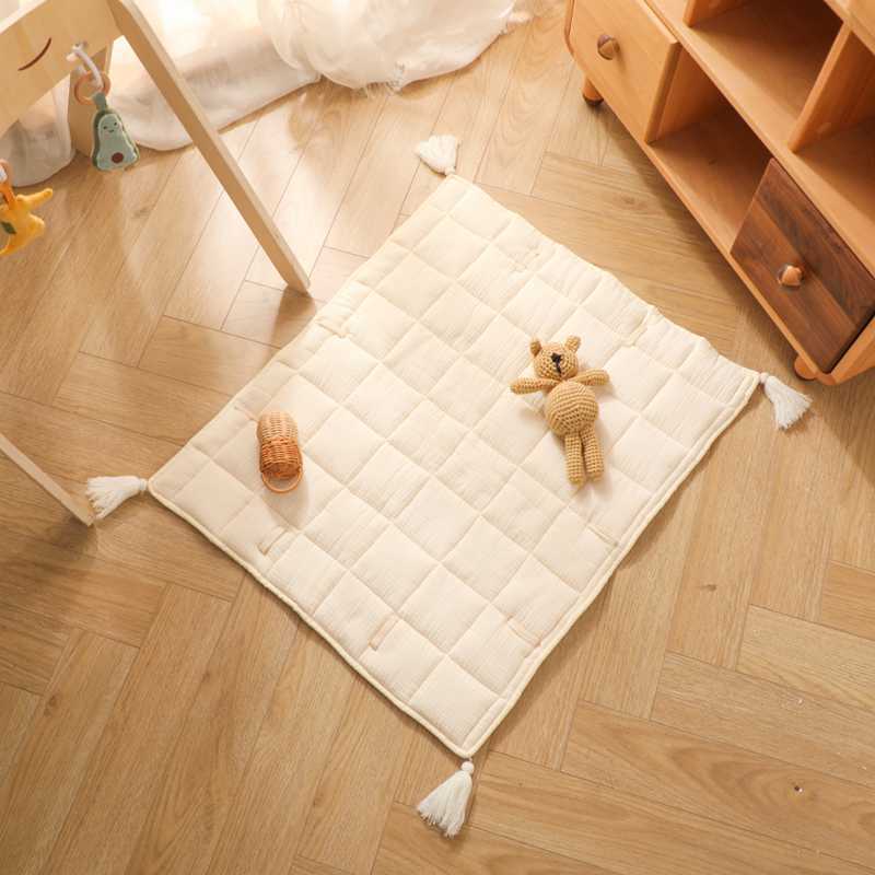 儿童爬行垫游戏垫婴幼儿材质面料流苏地垫柔顺丝滑感宝宝保护专品详情7