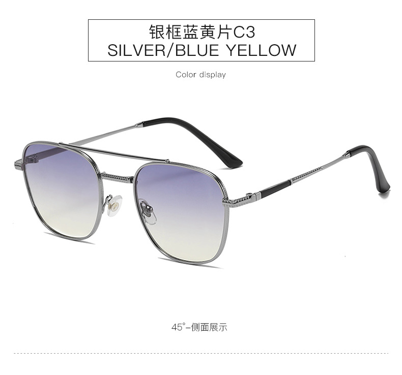 新款复古方框墨镜时尚网红同款金属太阳镜男潮工厂批发sunglasses详情7