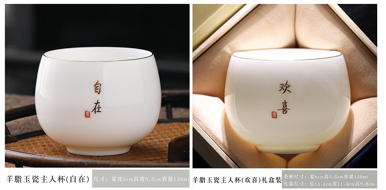 陶瓷主人杯单杯羊脂玉白瓷茶具品茗杯家用茶杯百家姓刻字logo礼品详情19