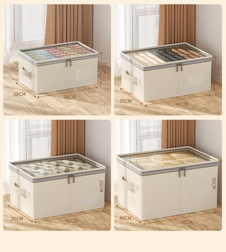New Tianshan cotton and linen visible storage box, thickened portable sundries storage basket, washable bedroom clothes sorting box pic 10