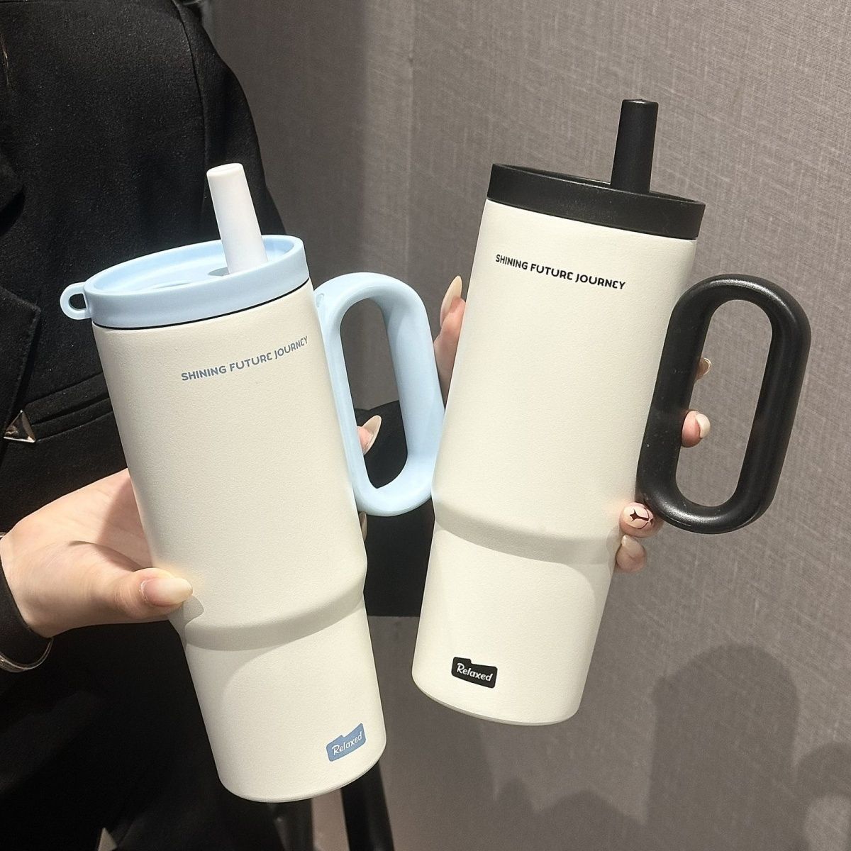 跨境巨无霸吸管杯女生大容量咖啡杯高颜值冰霸杯便携中学生保温杯详情7