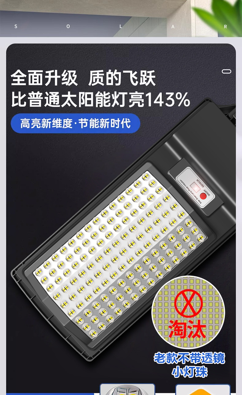 Solar lighting fixtures, household outdoor garden lamps, integrated radar sensor lamps, waterproof and lightning-proof led solar lamps pic 2