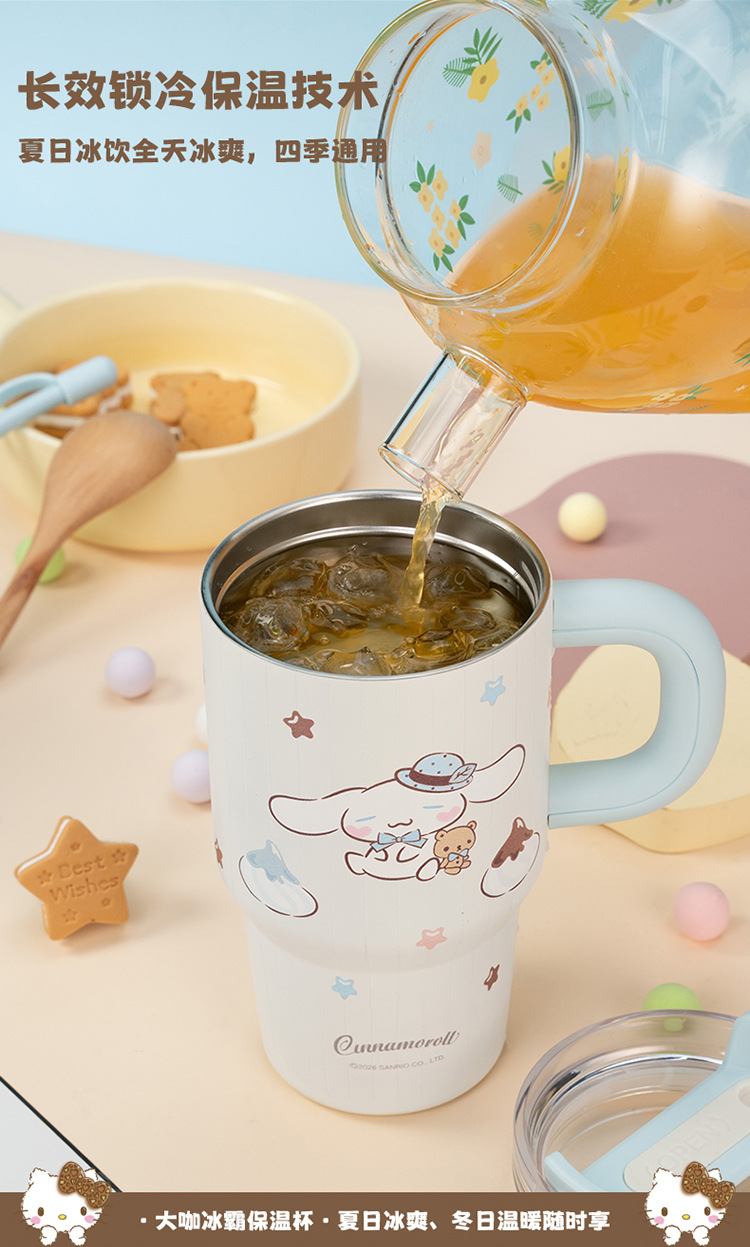 新款卡通凯蒂猫保温杯女生高颜值可爱双饮吸管水杯子便携冰霸杯 pic 4