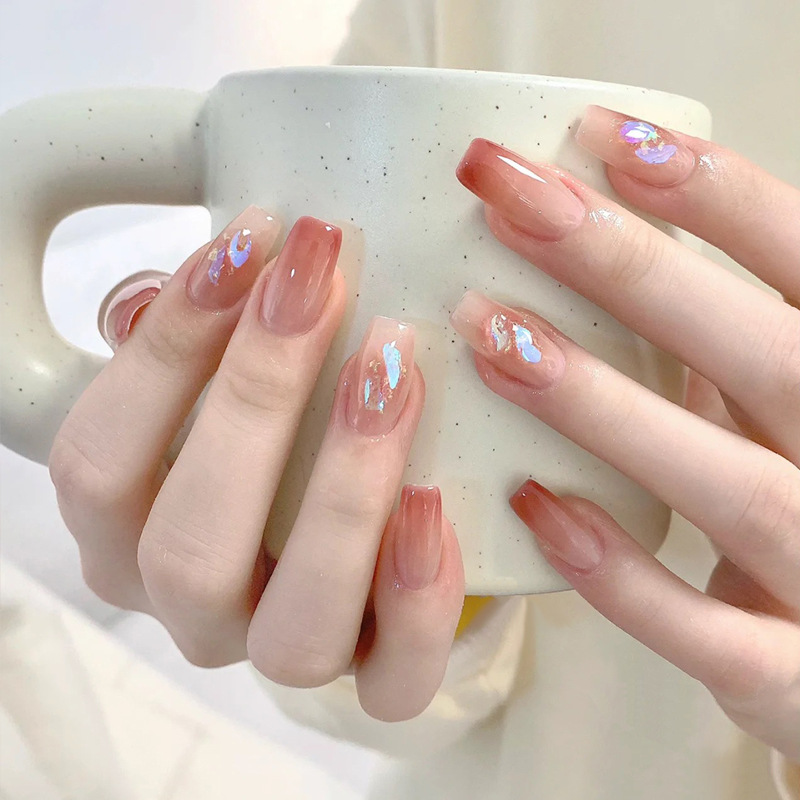 Wholesale of handcrafted wearable nails for Internet celebrities, medium and long heart-shaped diamond nail nail plates, nail patches, false nails, jelly glue pic 31
