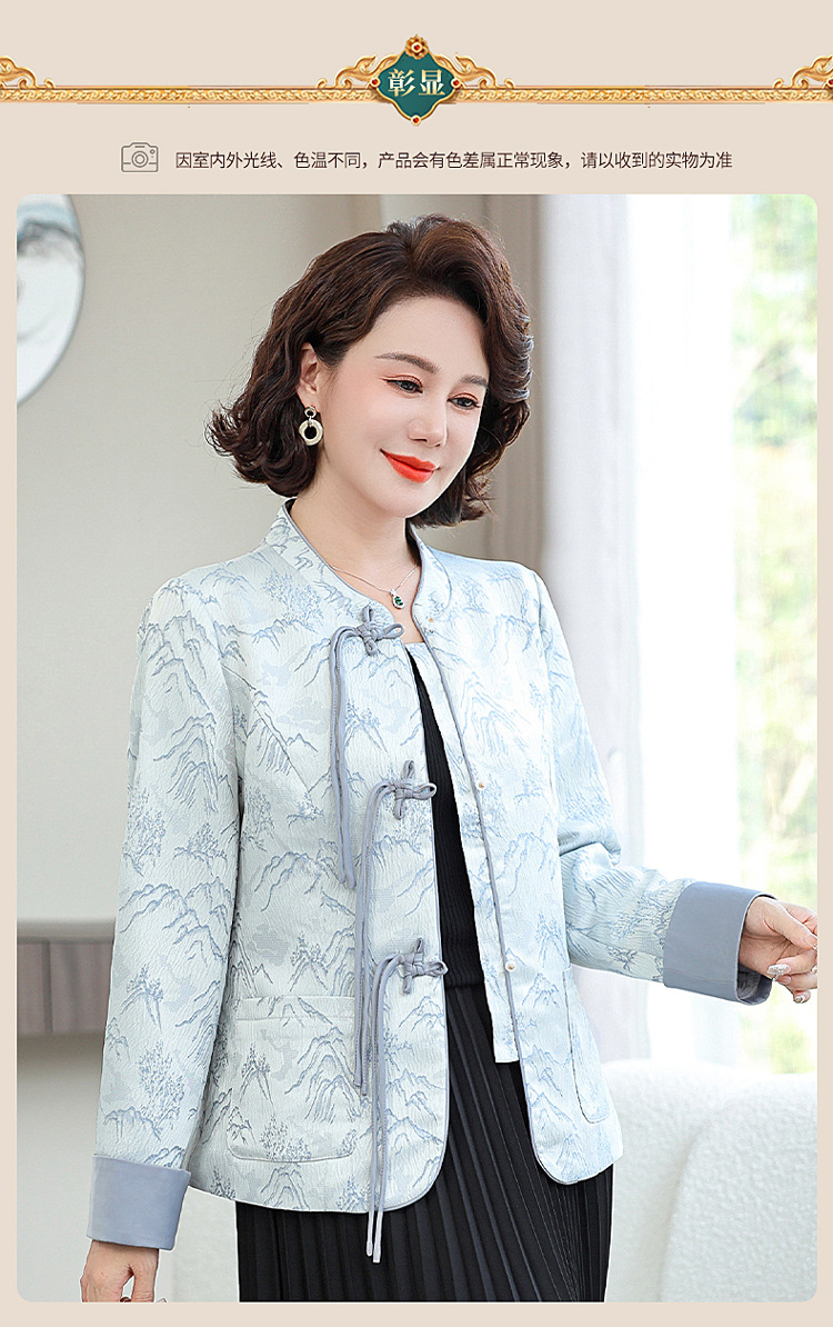 妈妈外套2025春装新款新中式小香风上衣国风阔太太开衫中老年女装详情8