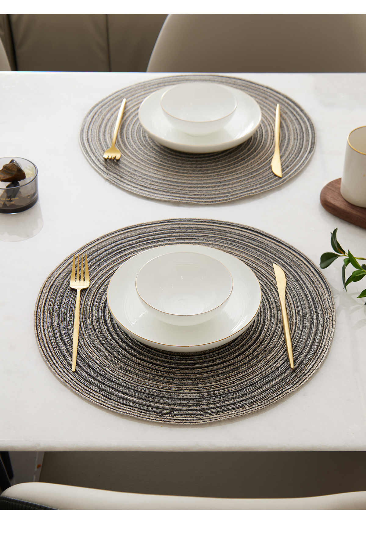 跨境电商热卖款工厂直销渐变涤棉桌垫西餐垫家用高级餐垫批发详情3