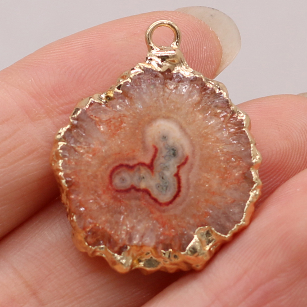 跨境天然不规则圆形玛瑙吊坠DIY饰品配件手工耳环项链制作批发详情5