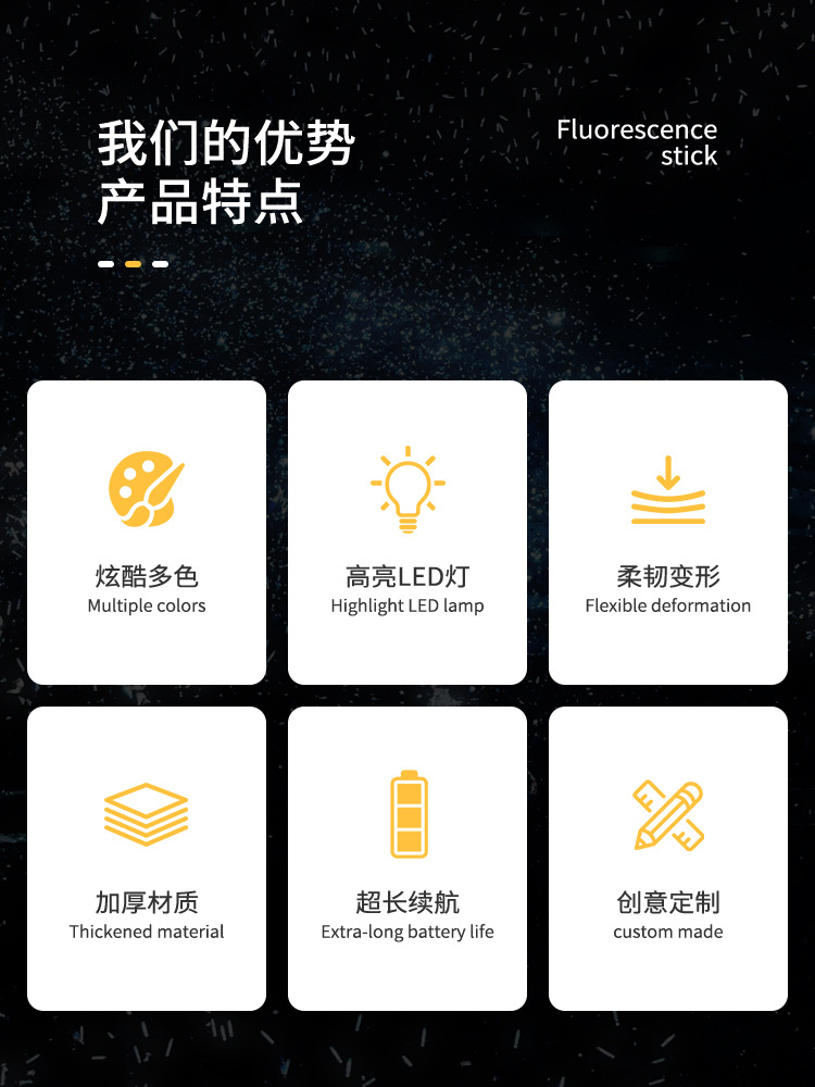 手持演唱会荧光棒大号晚会应援棒批发七彩海绵氛围一次性发光棒详情3