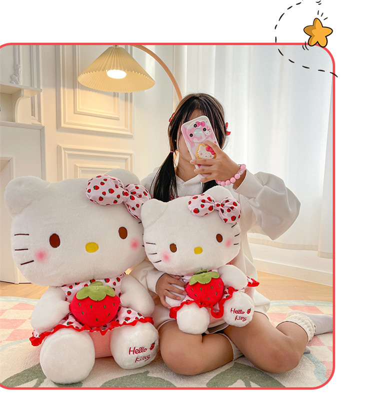 Wholesale of cute strawberry Hello Kitty dolls, plush toys, KT dolls, claw machine dolls, birthday gifts for girls pic 11