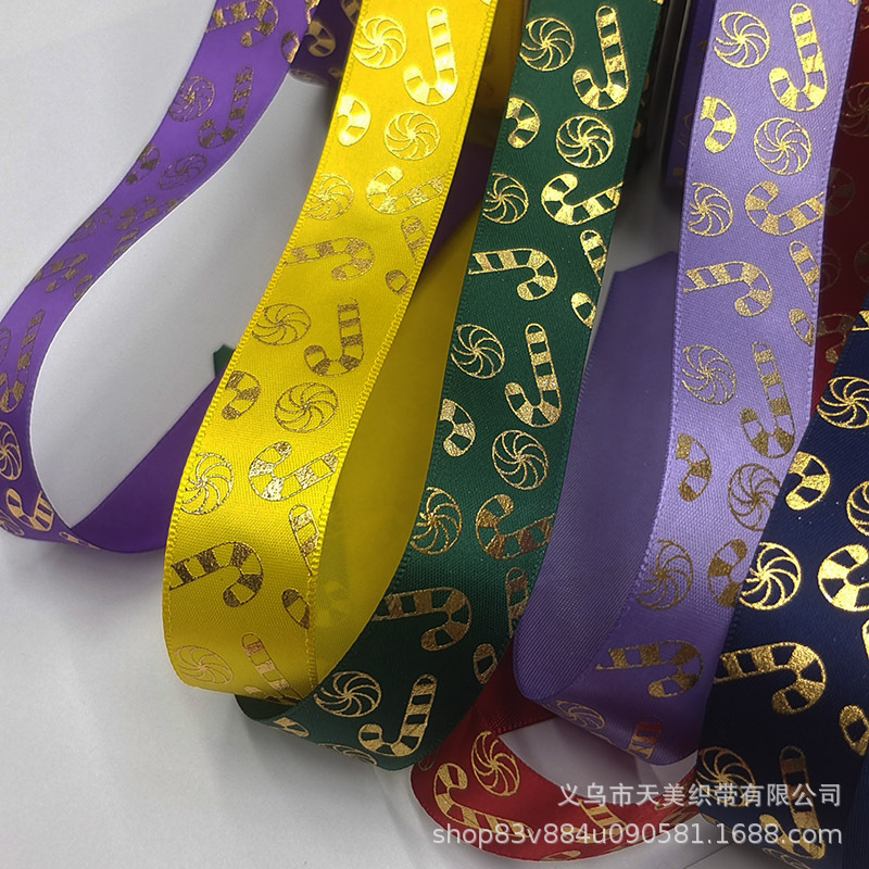 New Christmas ribbon 2.5CM gold embossed Christmas gift box, colorful ribbon, silk ribbon, Christmas accessories, heat set and embossed pic 8