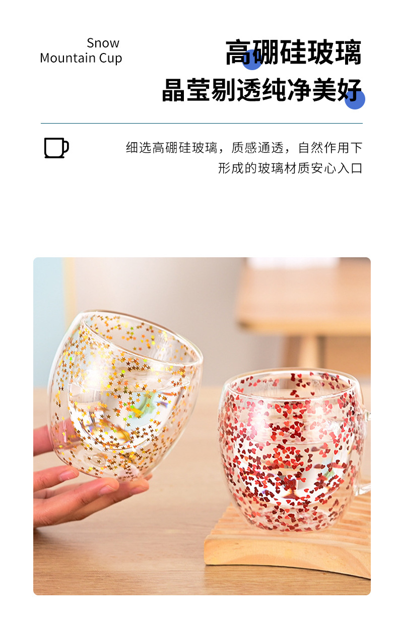 新款双层玻璃杯  高硼硅玻璃高颜值多款式玻璃杯牛奶咖啡饮料杯详情4
