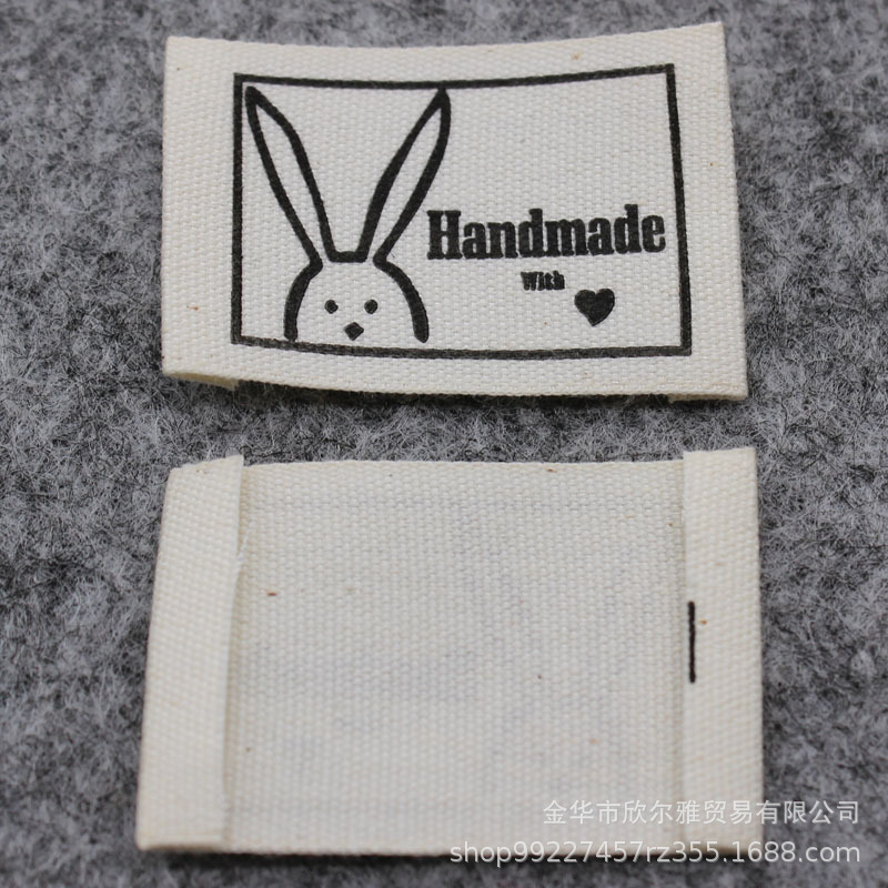 跨境handmade纯棉布标印标商标现货本白棉带手工品领标服装商标详情3