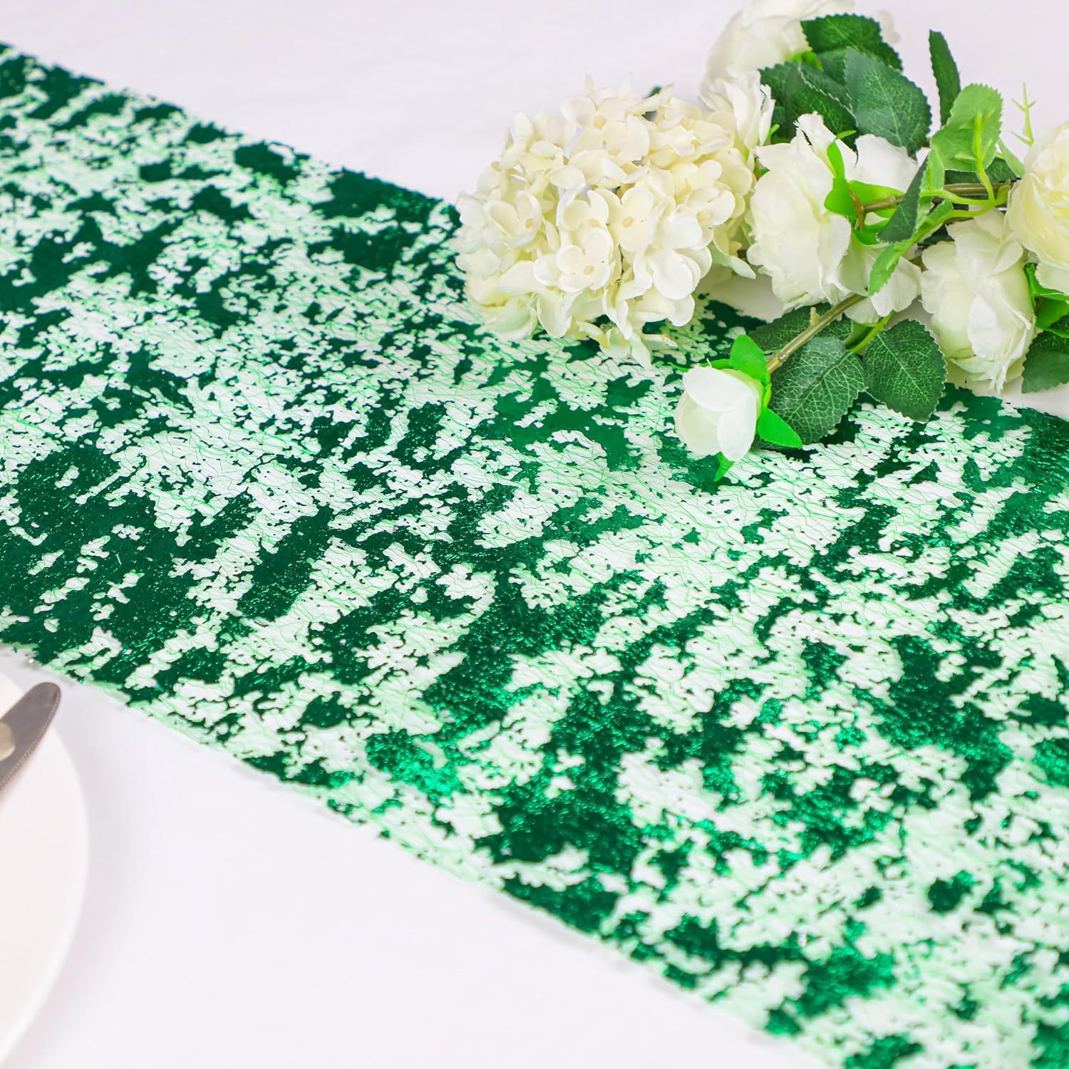 亚马逊跨境爆款烫金箔网眼桌旗节日派对婚礼装饰材料轻奢金色桌旗详情5