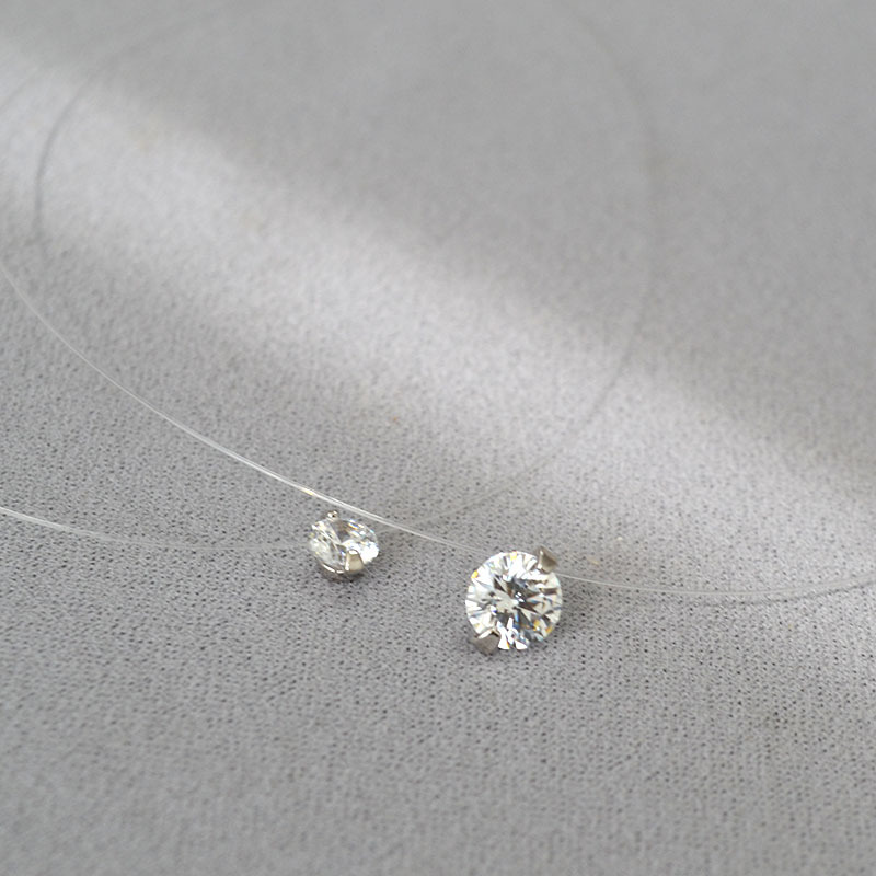 日韩小众设计人鱼的眼泪5A级爆闪锆石隐形鱼线轻奢简约项链锁骨链详情6