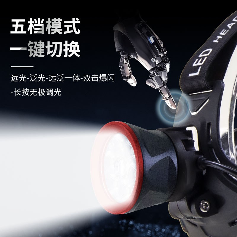 Pailide Cross-border 6+1 headlamp with long-range flashing integrated high-power strong light ultra-bright aluminum alloy outdoor night fishing cycling pic 7