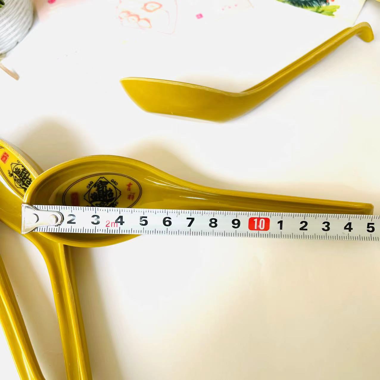 【 Zone 1-11 】0053 Zhaocai Hook Spoon 96/ box 1152/ Case Zhaocai Soup Spoon Melamine Imitation Porcelain Spoon Household anti-drop and high-temperature Resistant Commercial breakfast Restaurant spoon wholesale pic 1