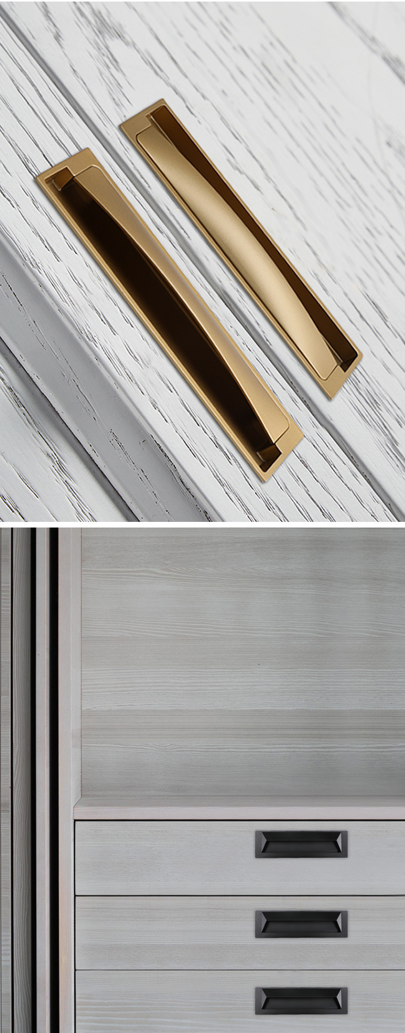 黑色隐形拉手嵌入式暗装柜门衣柜抽屉金色现代简约谷仓移门把手详情14