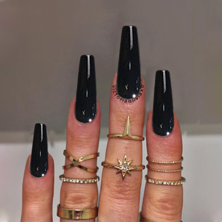 Cross-border exclusive long ballet false nails, glossy UV coating finished nail art, solid color long wearable nails wholesale pic 9