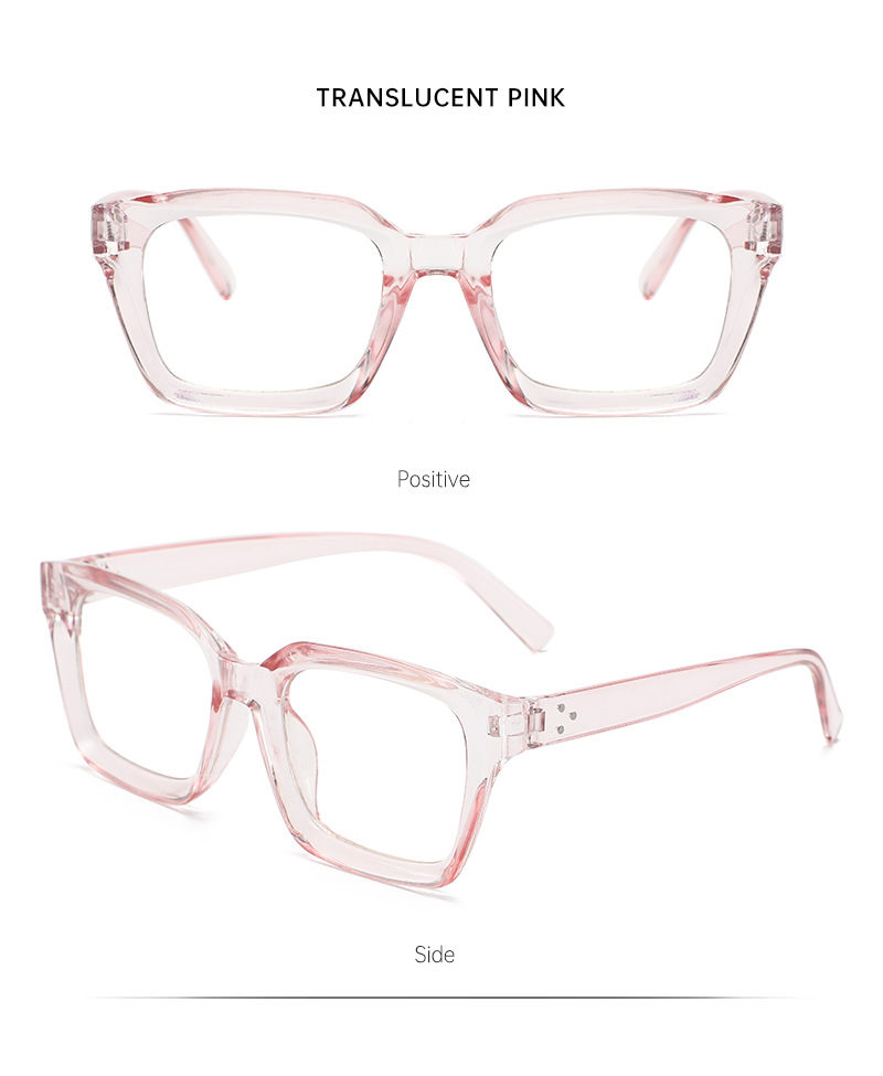 Anti-blue light square frame flat light glasses for women, contrasting color rice studs, simple and slender appearance, high level of spectacle frame, European and American trendy spectacle frame pic 11
