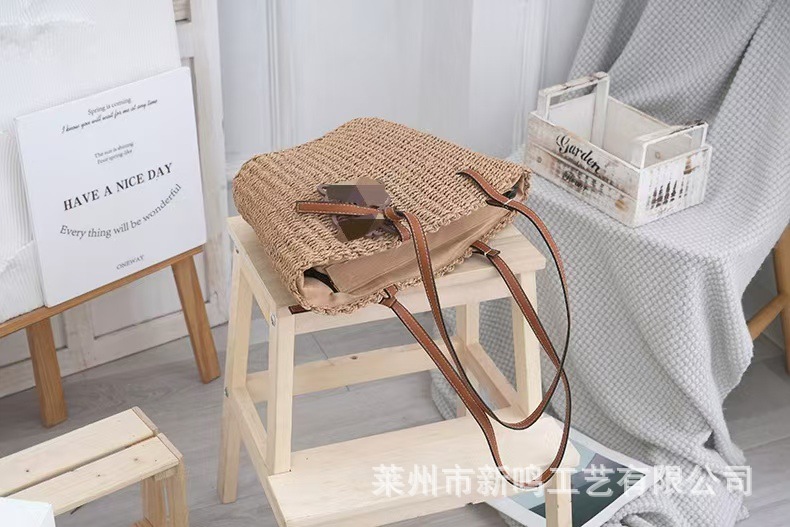 小众ins风大容量手工编织包托特包复古时尚购物袋手提包女士包包详情12