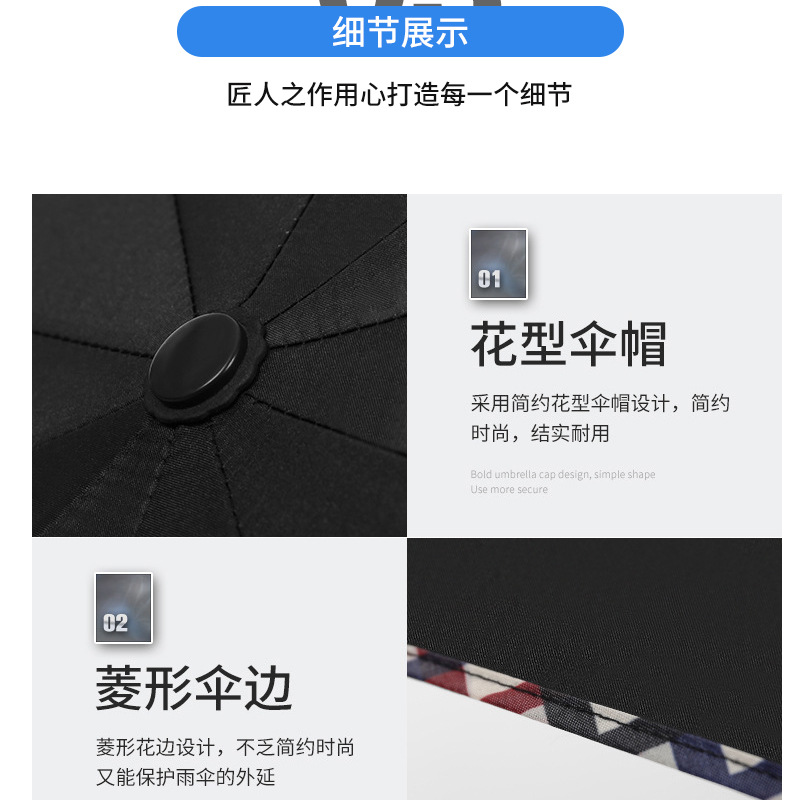 创意12骨黑胶商务伞广告礼品晴雨伞加大加固晴雨两用商务伞logo详情14