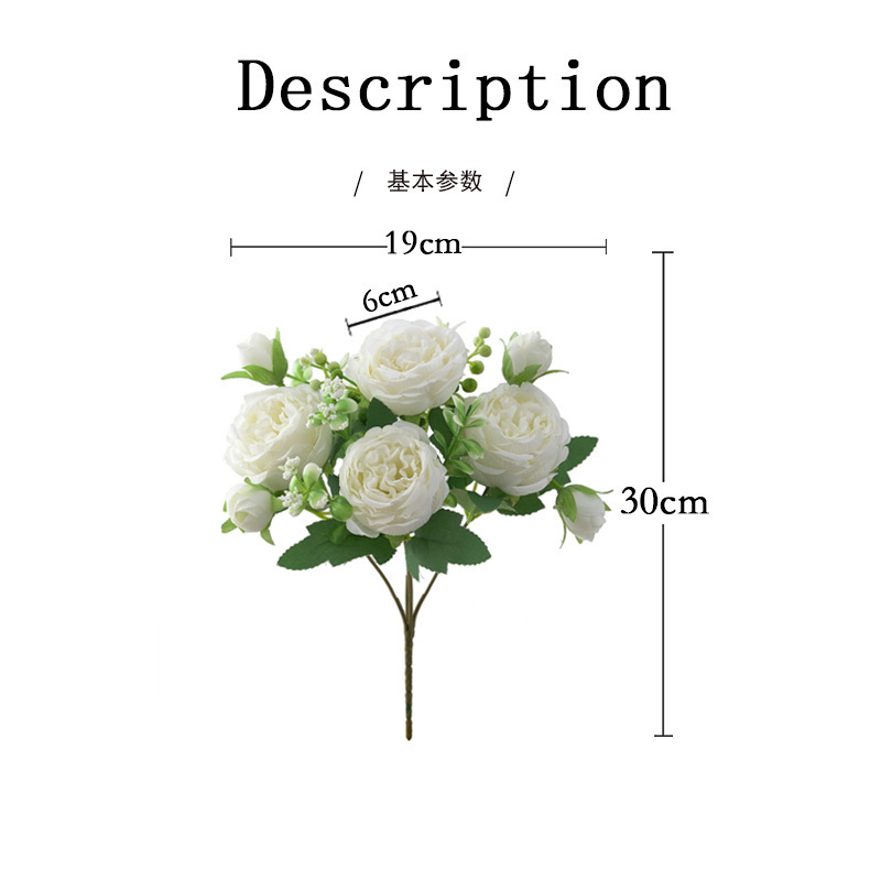 9色 仿真花春色牡丹 芍药玫瑰花家居摆件婚庆手捧花路引桌面装饰详情1