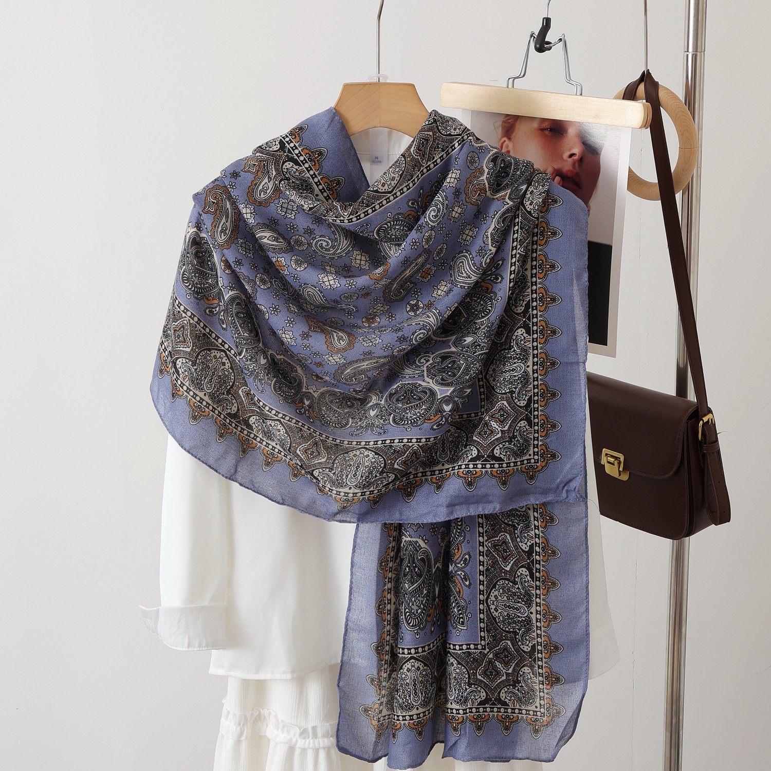 A color-blocked fashionable faux wool scarf, a thin and warm silk scarf, a large shawl, and a fashionable cape long scarf for women pic 16