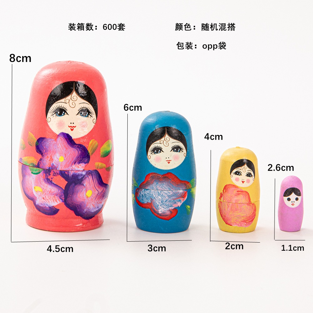 新款4层俄罗斯套娃彩绘油漆木质套娃娃摆件旅游工艺品摆件装饰品详情2