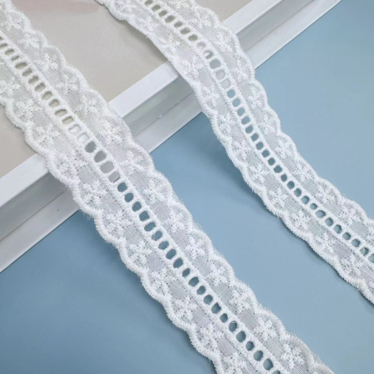3cm double-sided cotton thread cotton lace embroidered lace for inner dress, skirt, hem, shoes, bags, accessories and trim pic 2